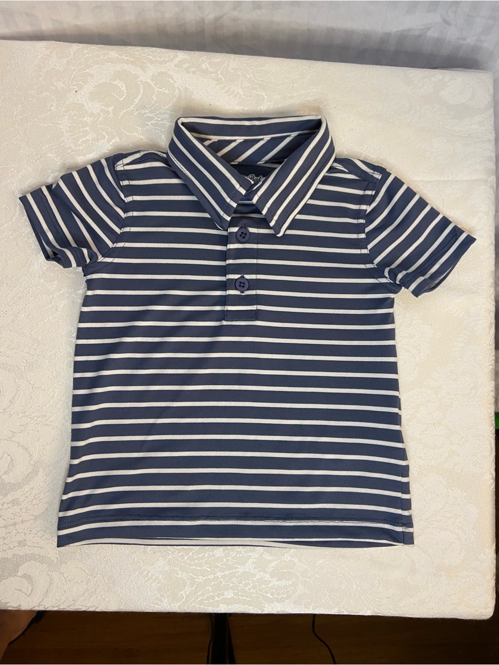 Tommy Bahama Navy & White Striped Polo for Kids Size 12 months